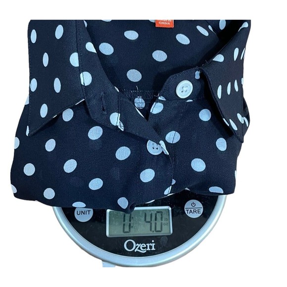 ModCloth Be Buzzworthy Button-Up Top Dotted Blouse Black White Career Size‎ XS - Picture 12 of 12